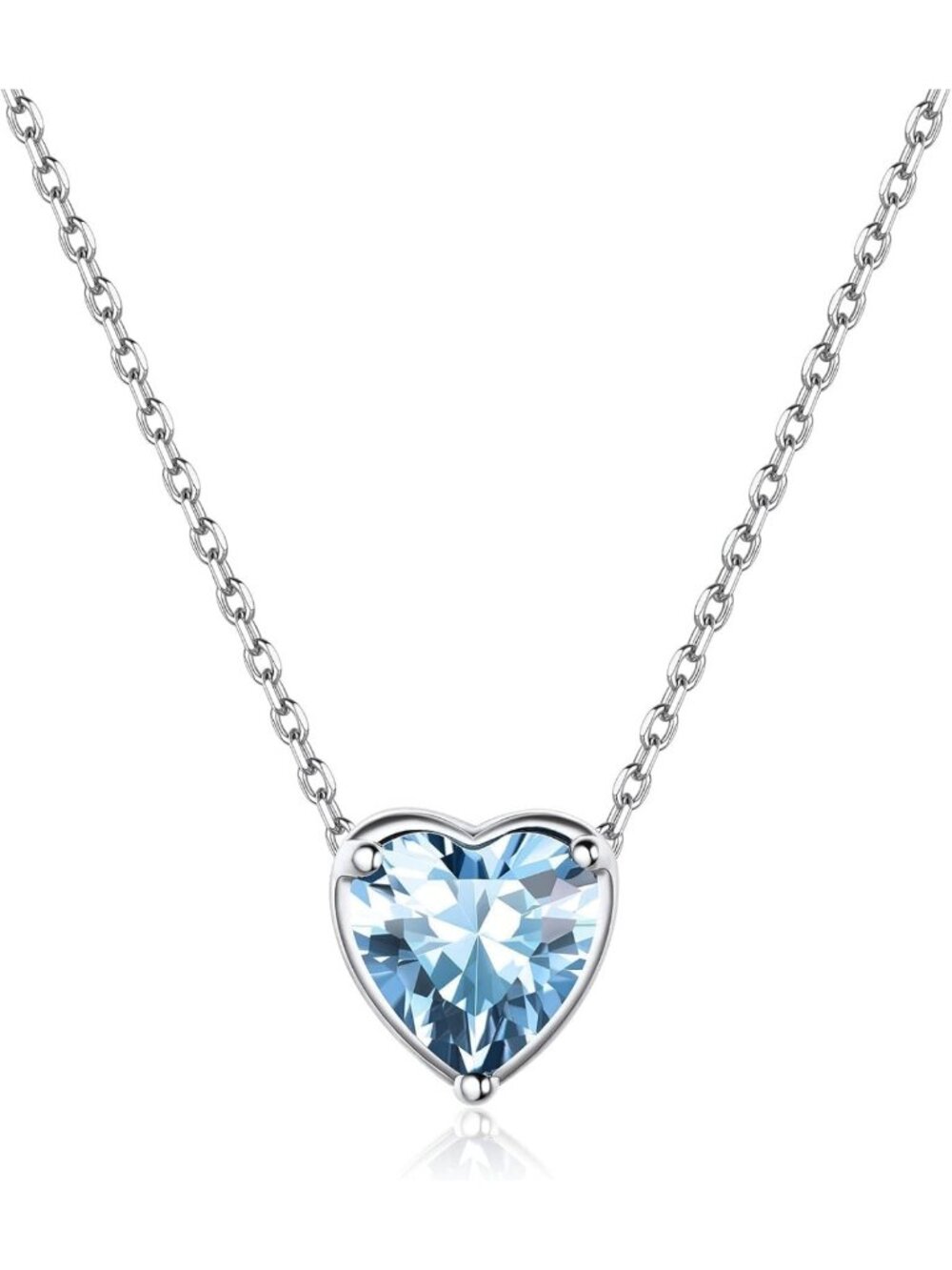 925 Sterling Silver Birthstone Pendant Necklace - 12 Months Sparkling Round Cut